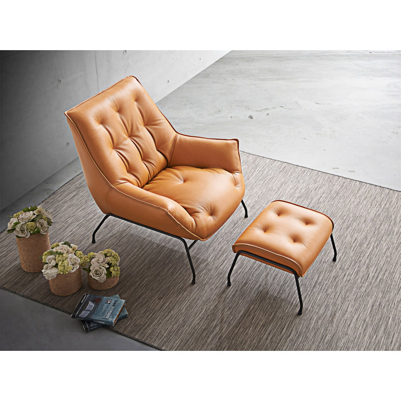 Chaise d'appoint rembourrée avec repose-pieds, Grès