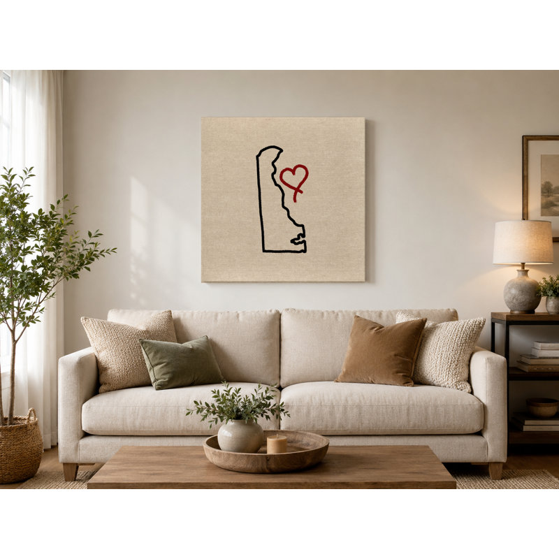 «Love Delaware», art mural carré sur toile, 32" W x 32" H