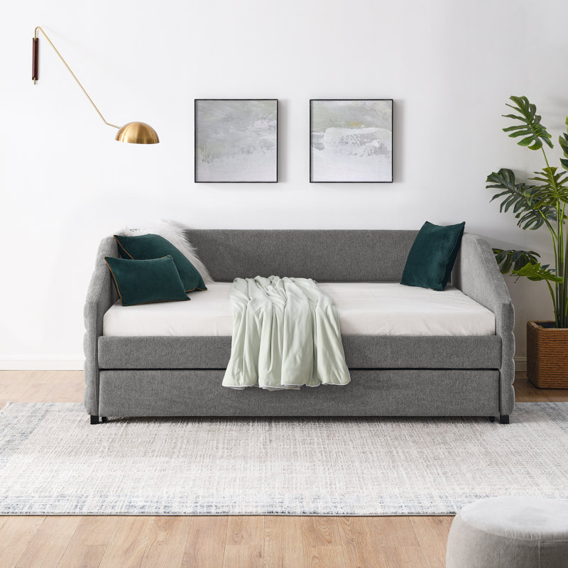 Marchese Linen Upholstered Daybed, Gray, Full / Double
