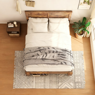 Farmhouse Platform Bed Frame, No Box Spring Needed And Easy Assembly