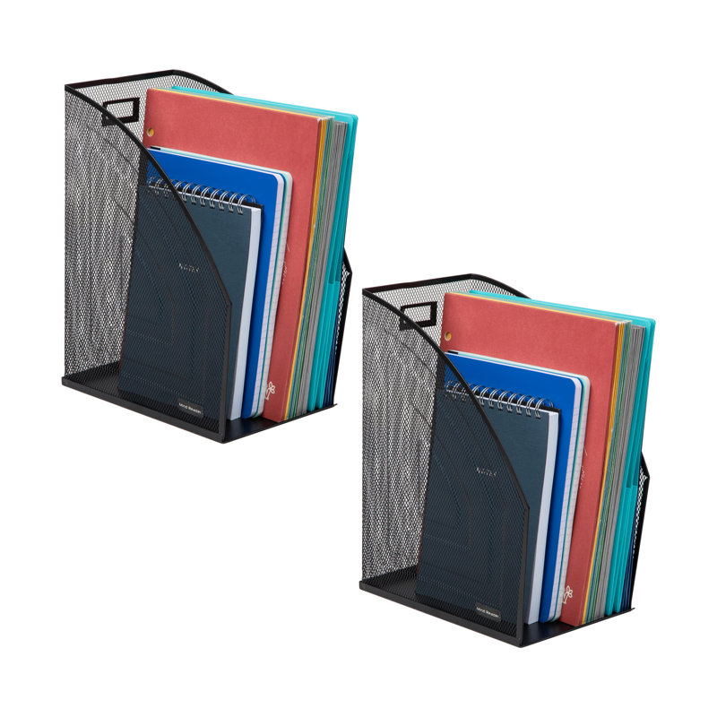 Black Steel Mesh Jumbo Magazine File Organizer Set