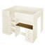 Lit mezzanine double en bois avec garde-robe, bureau et rangement intégrés pour une utilisation efficace de l'espace-455908209