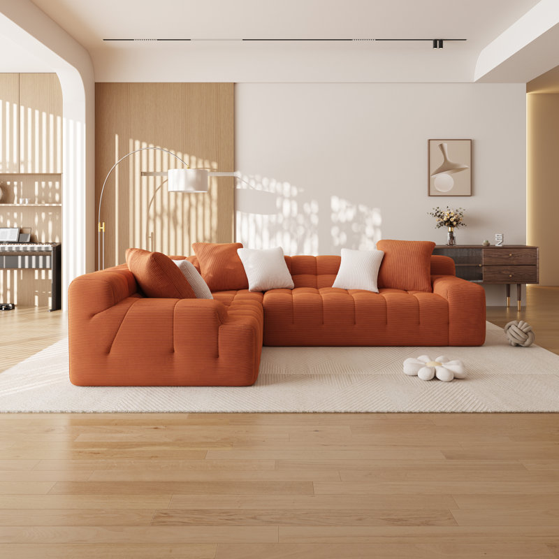 Canapé modulaire en forme de L avec méridienne Boneless, canapé modulaire moderne avec siège profond, fauteuils rembourrés pour la chambre à coucher du salon, aucun assemblage requis