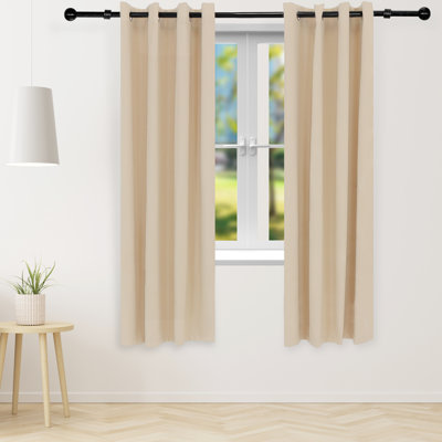 Kayenta Modern Beige Indoor or Outdoor Room-Darkening Curtain Pair - 52" x 95"