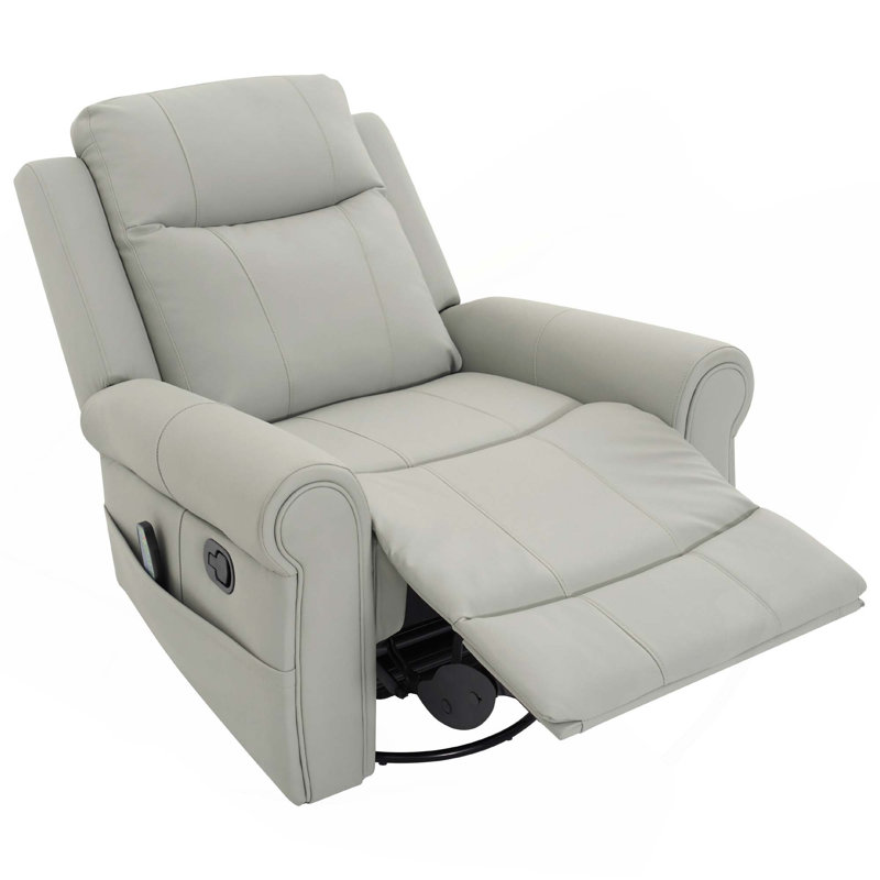 Fauteuil inclinable et pivotant berçant en cuir Becklin, Gris
