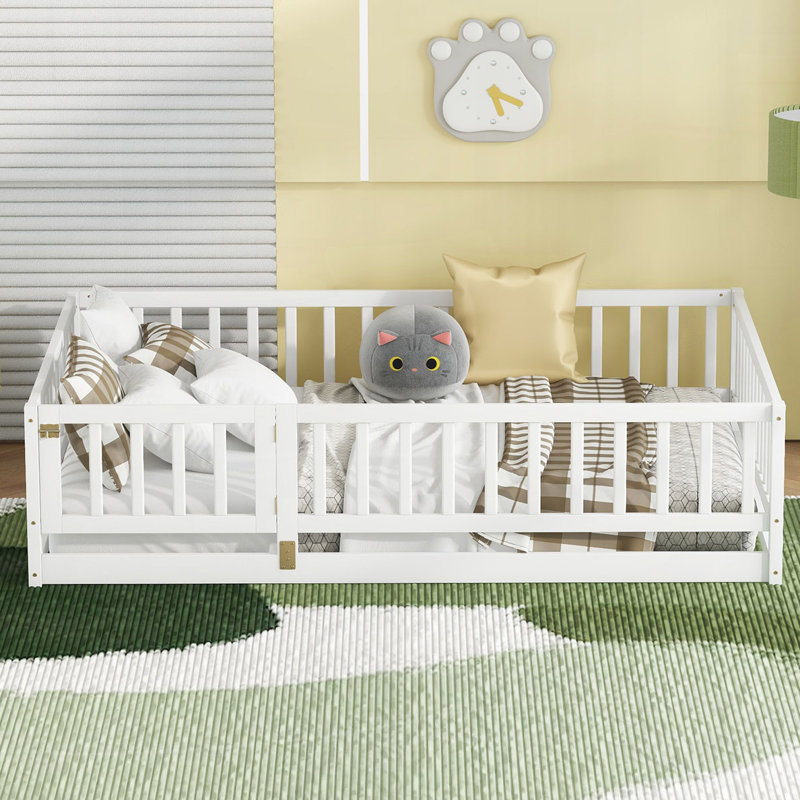 Wood Floor Bed, White, Full/ Double