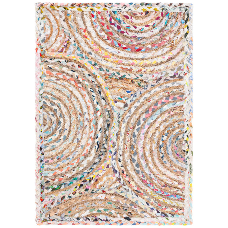 Demaio Hand-Woven Beige/White Area Rug, Rectangle 2' x 3'