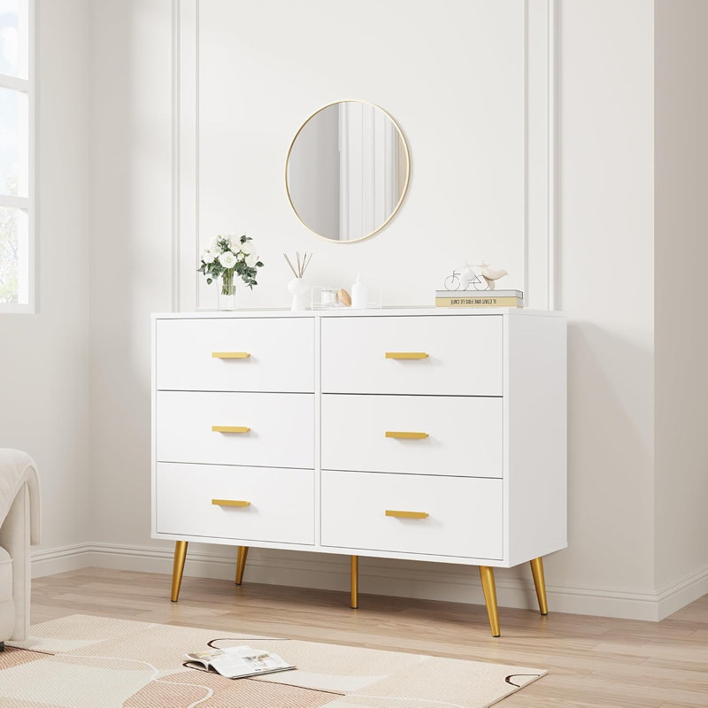 106 cm W Chest of 6 Drawers, White