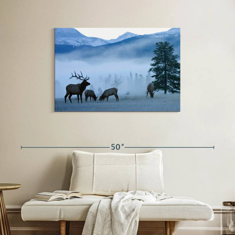 Brampt Misty Morning Elks, 26" H x 39" W