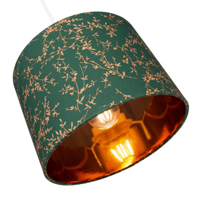 Modern Soft Cotton Fabric Lamp Shade with Shiny Foil Floral Decoration