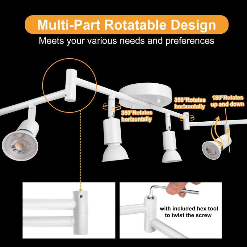 6 Light Track Lighting Fixture, GU10 Rotatable Heads