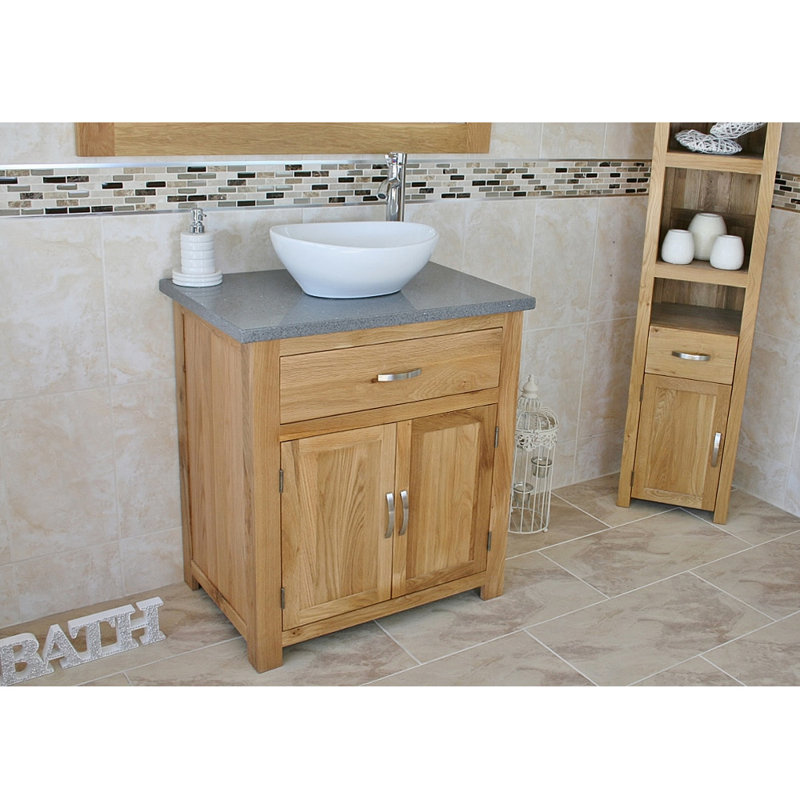 Blanca 750mm Single Bathroom Vanity with Vessel Ceramic Basin, Grey