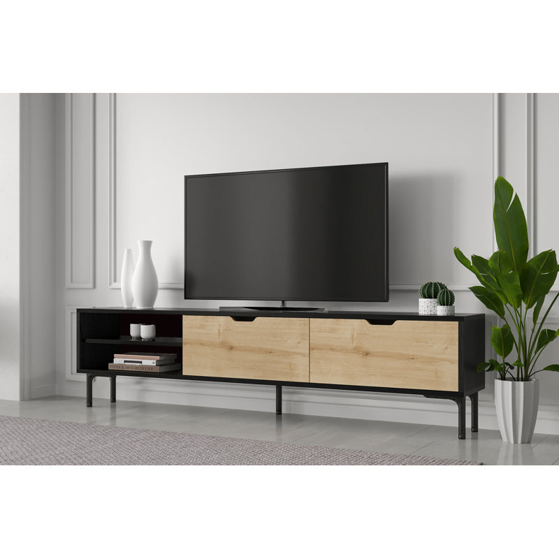 Meuble télé 71 po Saydi, Bois noir / chêne