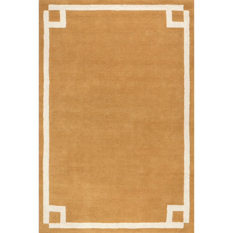Golden Yellow Handmade Wool Tufted Rectangular Area Rug