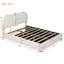 Lit double avec molleton blanc et plateforme de rangement hydraulique fiable-451776228