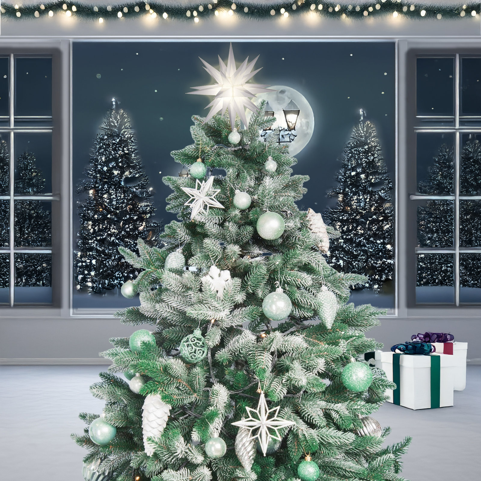 Astrology & Stars Lighted Shatterproof Tree Topper, 12" H x 12" W x 12" D