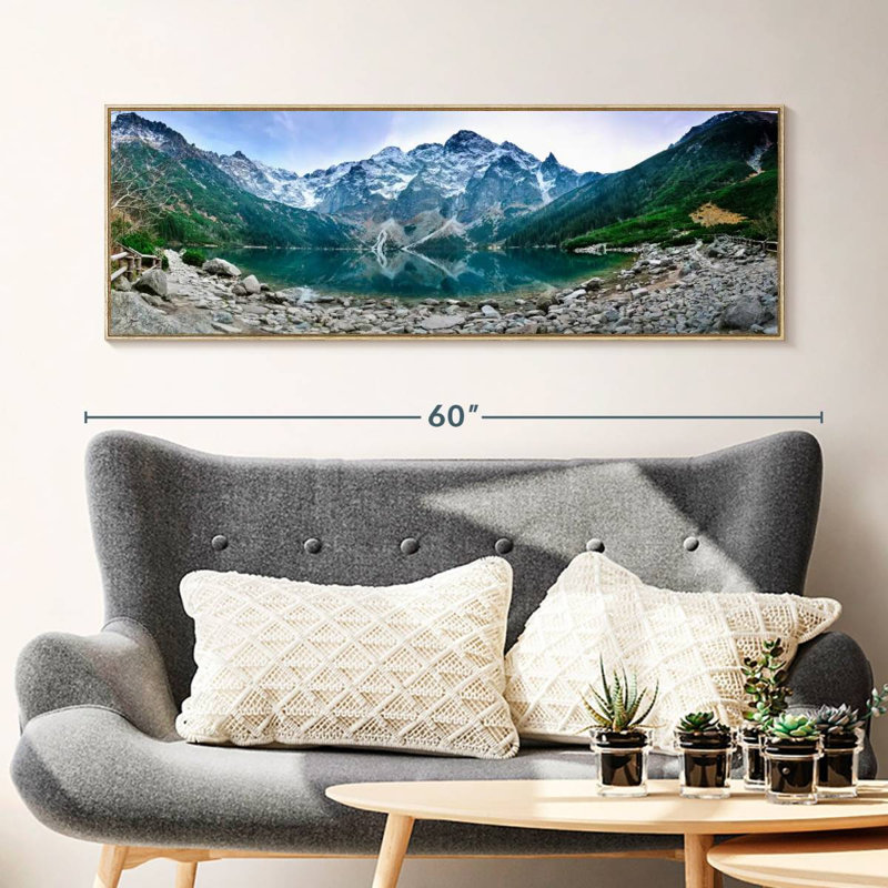 Morskie Oko Lake, Floating Frame Natural Wood, 49" X 17"