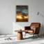 Art mural sur toile Lone Tree Silhouette in Golden Field With Dark Clouds-132735281