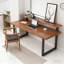Noyer clair + bureau rectangulaire en bois massif noir et fer-1725013722