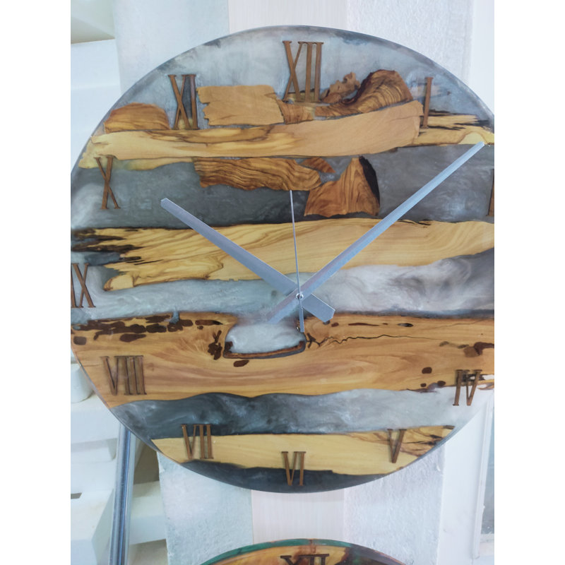 16 Inch Diameter, Resin Wall Clock, Wall Clock, Wood Clock, Wall Decor, Wooden Clock, Large Wall Clock, Large Wall Clock