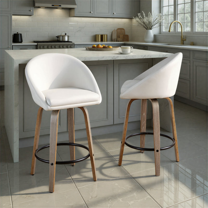 Ensemble de 2 tabourets de comptoir à hauteur fixe Matisse, Blanc