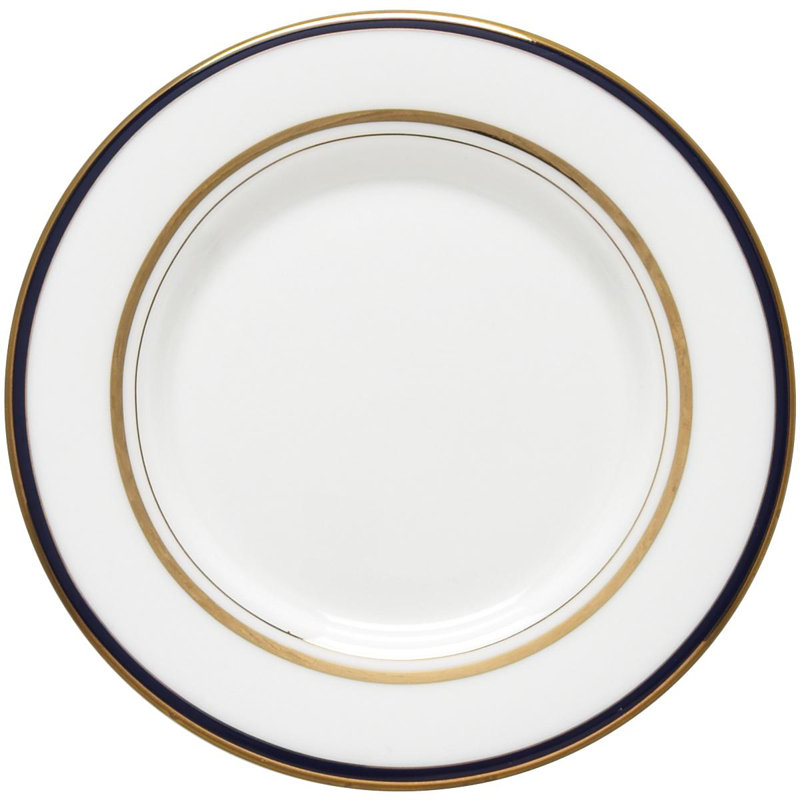 Library Lane Bone China Saucer, White//Navy