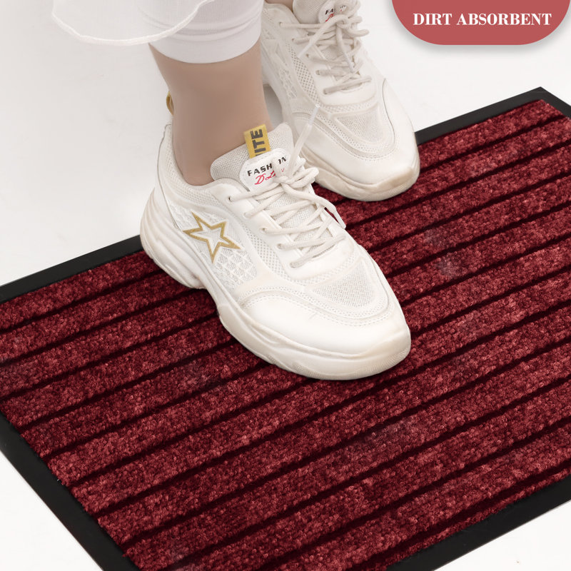 Mavra Non-Slip Indoor Outdoor Door Mat, 80 x 300, Burgendy