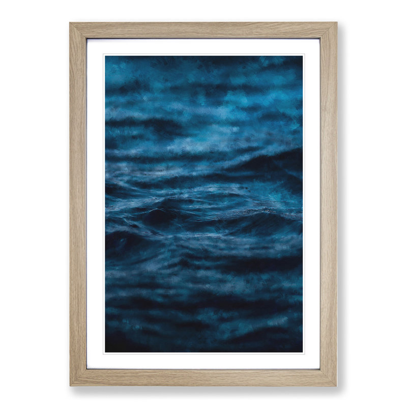 Dark Water in Blue - Picture Frame Graphic Art, Oak Framed, 36cm H x 27cm W x 2cm D