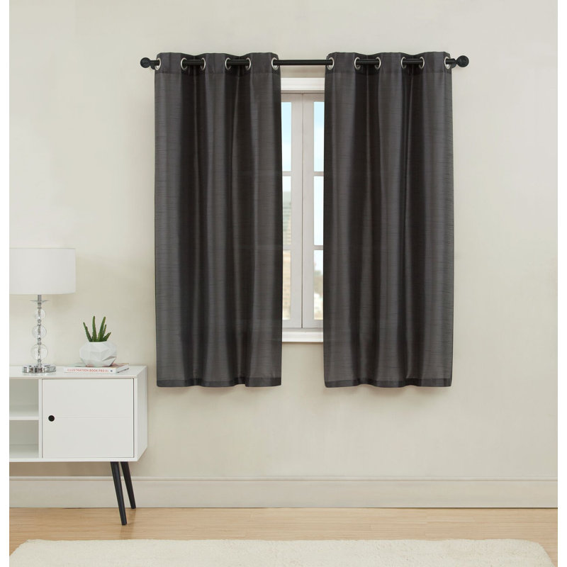 Middleburgh Outdoor Semi Sheer Curtain Pair, Black, 38" W x 63" L