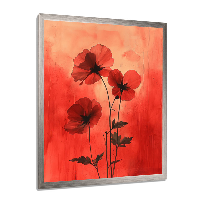 Tayler - salon d'art mural floral, H 32 po x l 24 po, Reproduction encadrée d'une seule photo, Argent argent