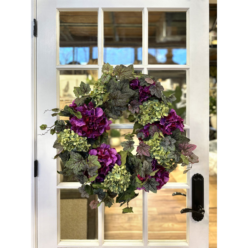 Charlotte 26" Spring Wreath with Begonias and Hydrangeas
