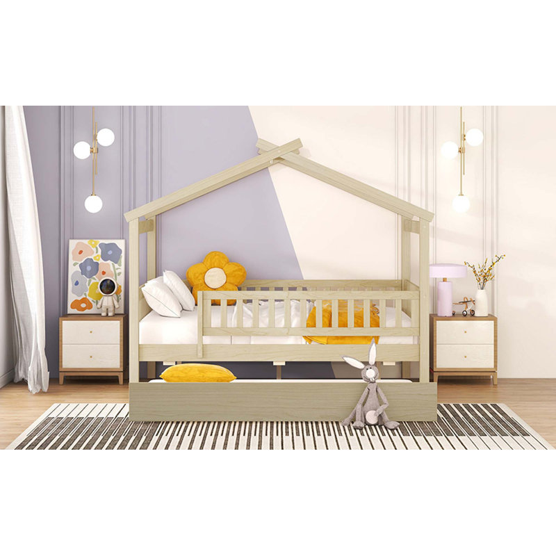 Lit en bois avec couchette, Full, Naturel