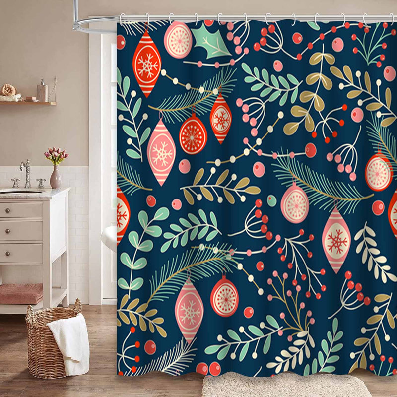 Rideau de douche Christmas avec 12 crochets, L 72 po x l 72 po