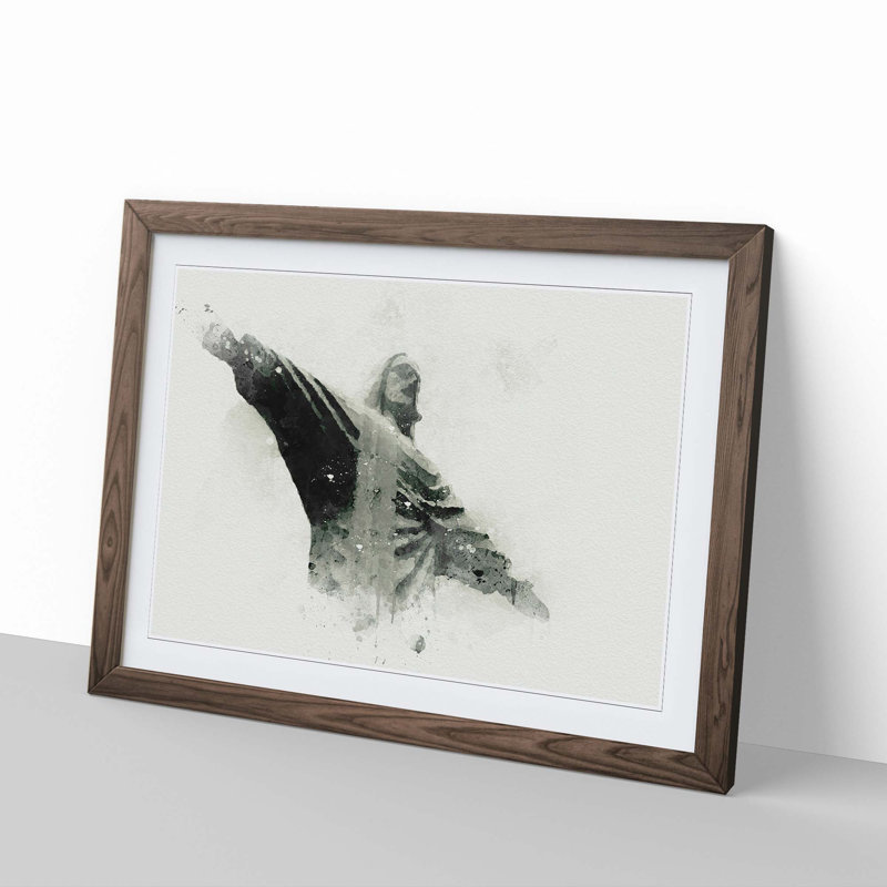 Corcovado in Rio De Janeiro Brazil in Abstract - Framed Print, 62cm H x 87cm W x 2cm D, Walnut Framed