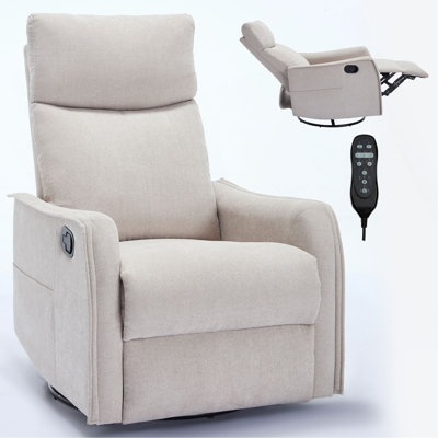 Fauteuil inclinable manuel à massage thermique avec chaise berçante et pivotante en tissu pour le salon