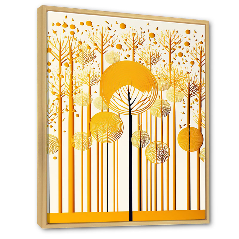 " Abstract Yellow Forest ", Natural Floater Framed, 40" H x 30" W