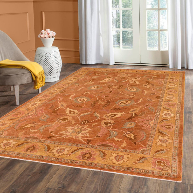 Tapis brun en laine noué à la main de style oriental Bagdonas 9 pi 11 po x 13 pi 11 po