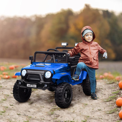 AIYAPLAY Electric Car for Kids 12V with 4 Spring Suspension Wheels