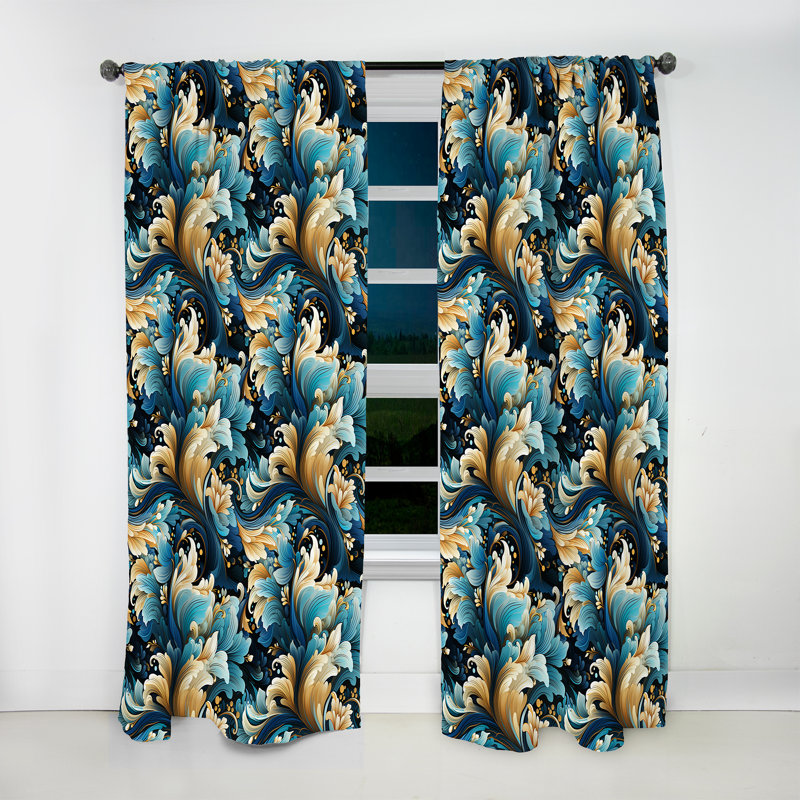 Deco Paisley Elegance - Rideau floral - Rideau floral obscurcissant - 1 panneau, L 52 po x L 63 po