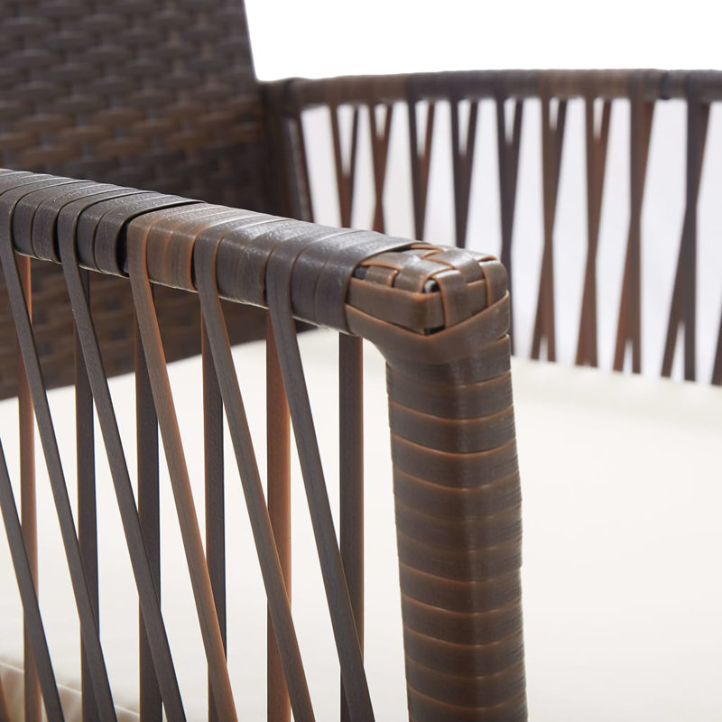 Chaise avec accoudoirs en osier et rotin, Brun