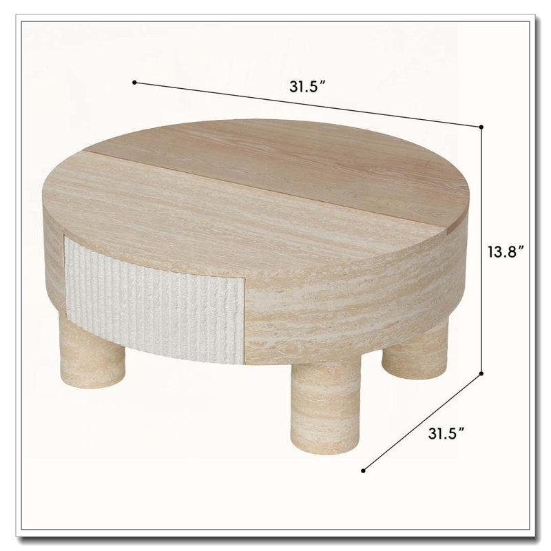 Table basse à plateau relevable, Rond