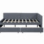 Lit de jour double rembourré avec cadre de canapé-lit à 2 tiroirs de rangement, aucun besoin de sommier, tissu de lin (gris)-1465915402