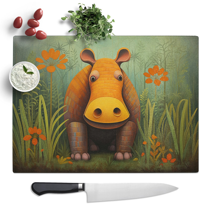 Hippo Art Deco  Glass Chopping Board