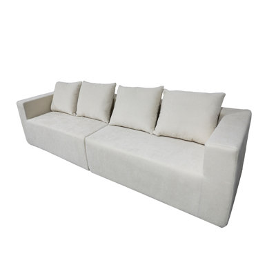 Canapé pour quatre personnes en mousse haute densité et tissu de lin doux, disponible en plusieurs combinaisons