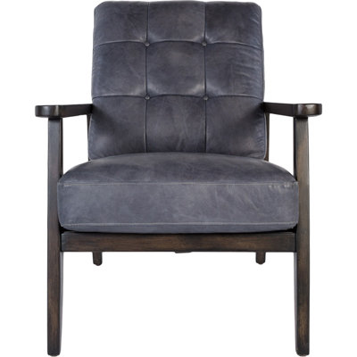 Chaise avec accoudoirs en cuir canton