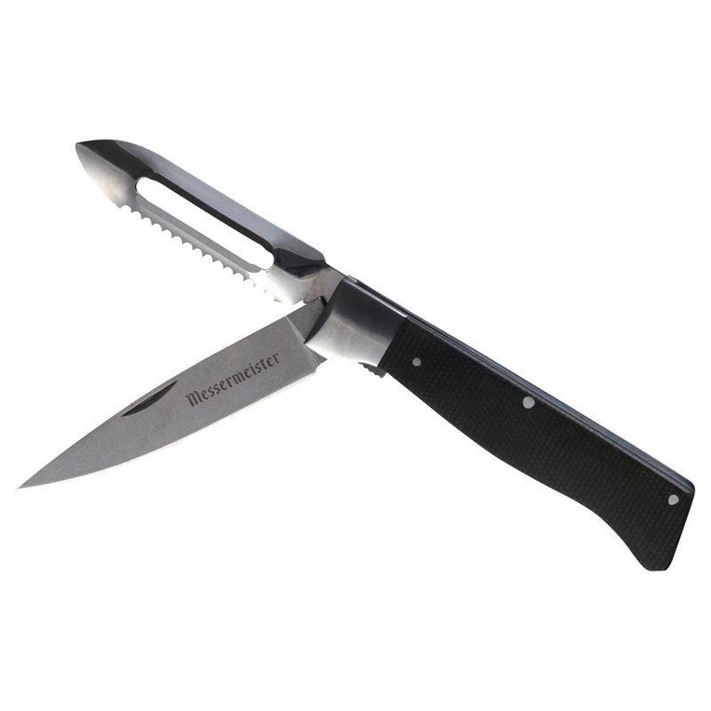 Messermeister Adventure Chef 3.5 in. L Stainless Steel Folding Knife and Peeler 1 pc, Black