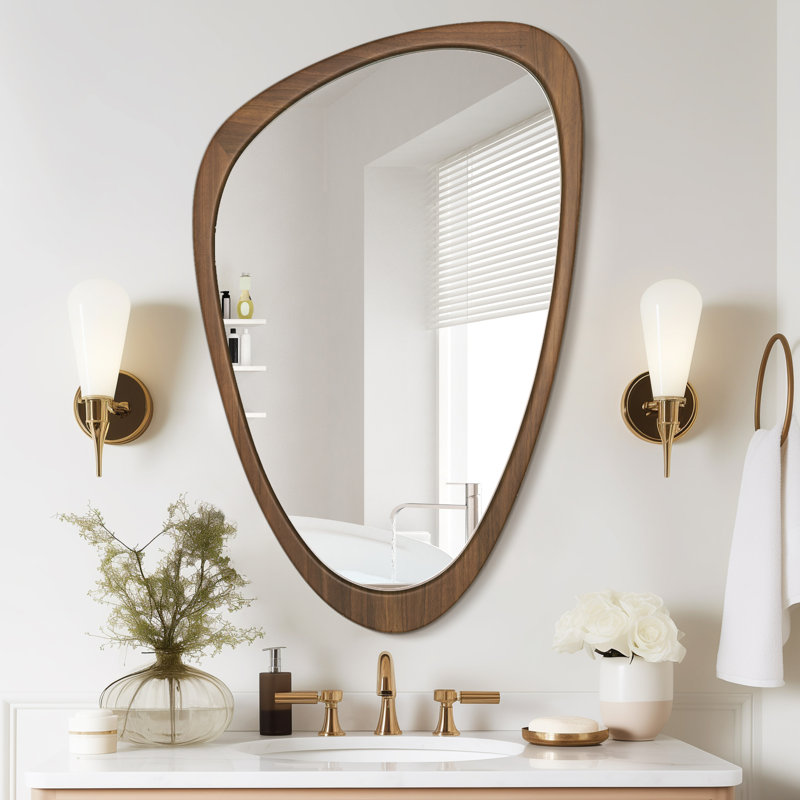 Miroir de salle de bain Doruk, 36 po x 23 po, Noyer