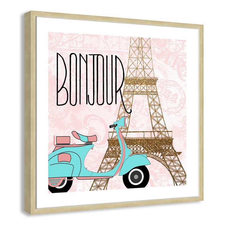 Bonjour paris 2, Cadre boîte champagne clair, H 27,5 po x l 27,5 po x P 1,19 po