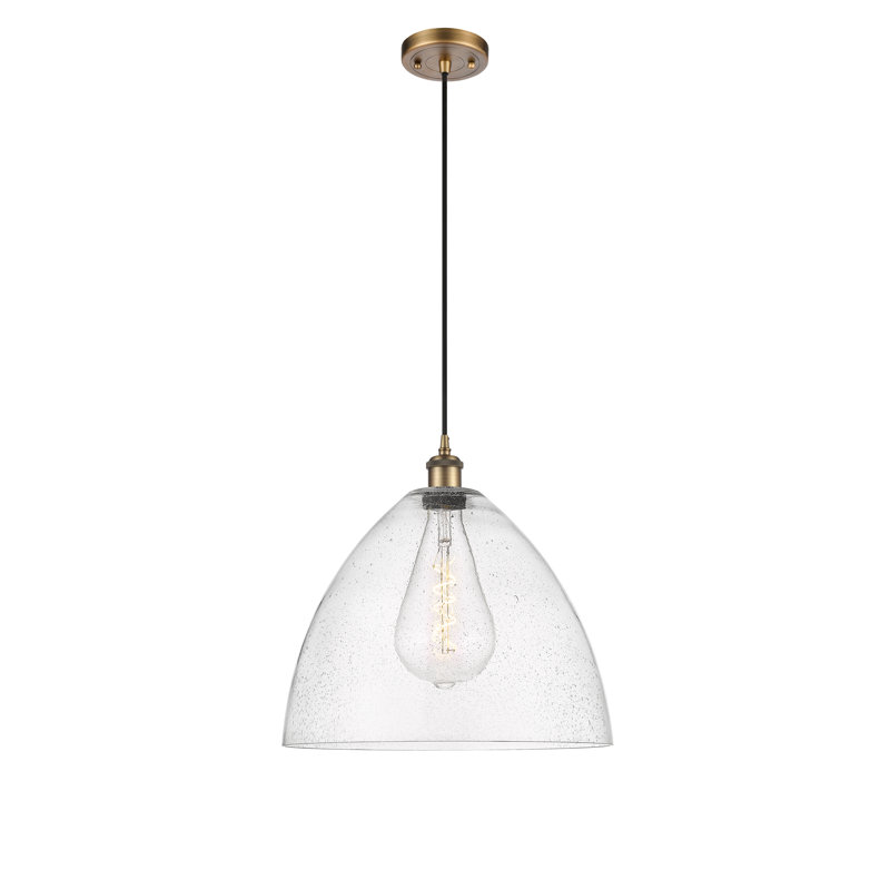 Luminaire suspendu en forme de dôme à 1 lumière Haide, DEL, H 18,75 po x l 16 po x P 16 po, Laiton brossé