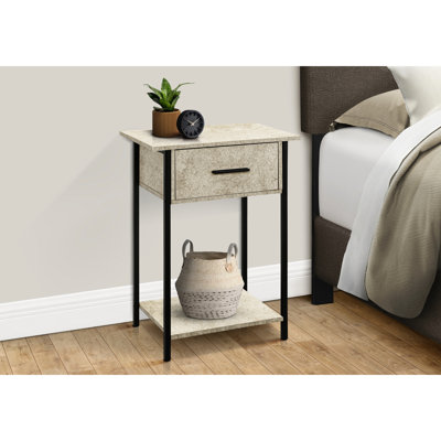 Table d'appoint peu encombrante - Stratifié pierre crème et design en métal noir dans la chambre à coucher